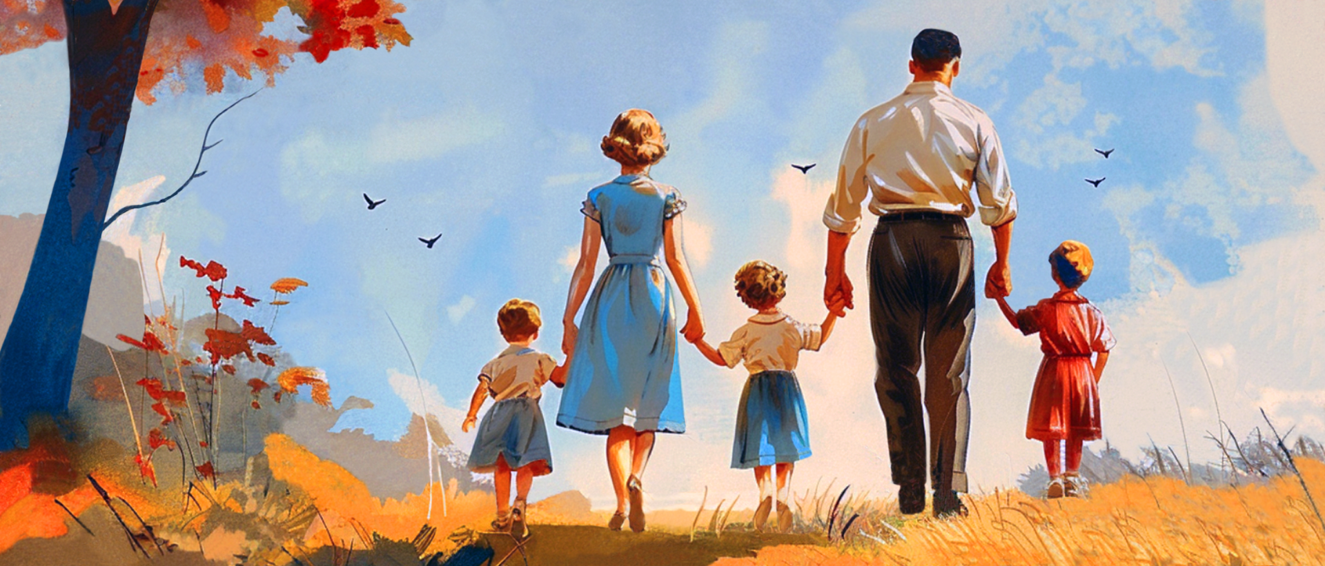 Man with family